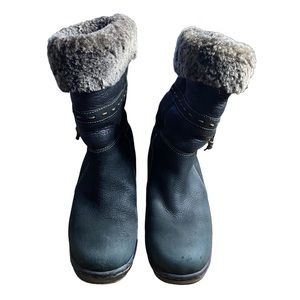 Blondo Women's Black Masym Mushroom Leather Fur Lined Winter Boots
